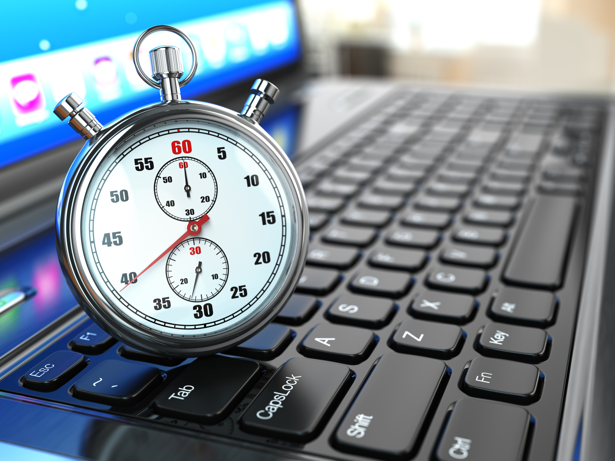 cronômetro sobre teclado de notebook
