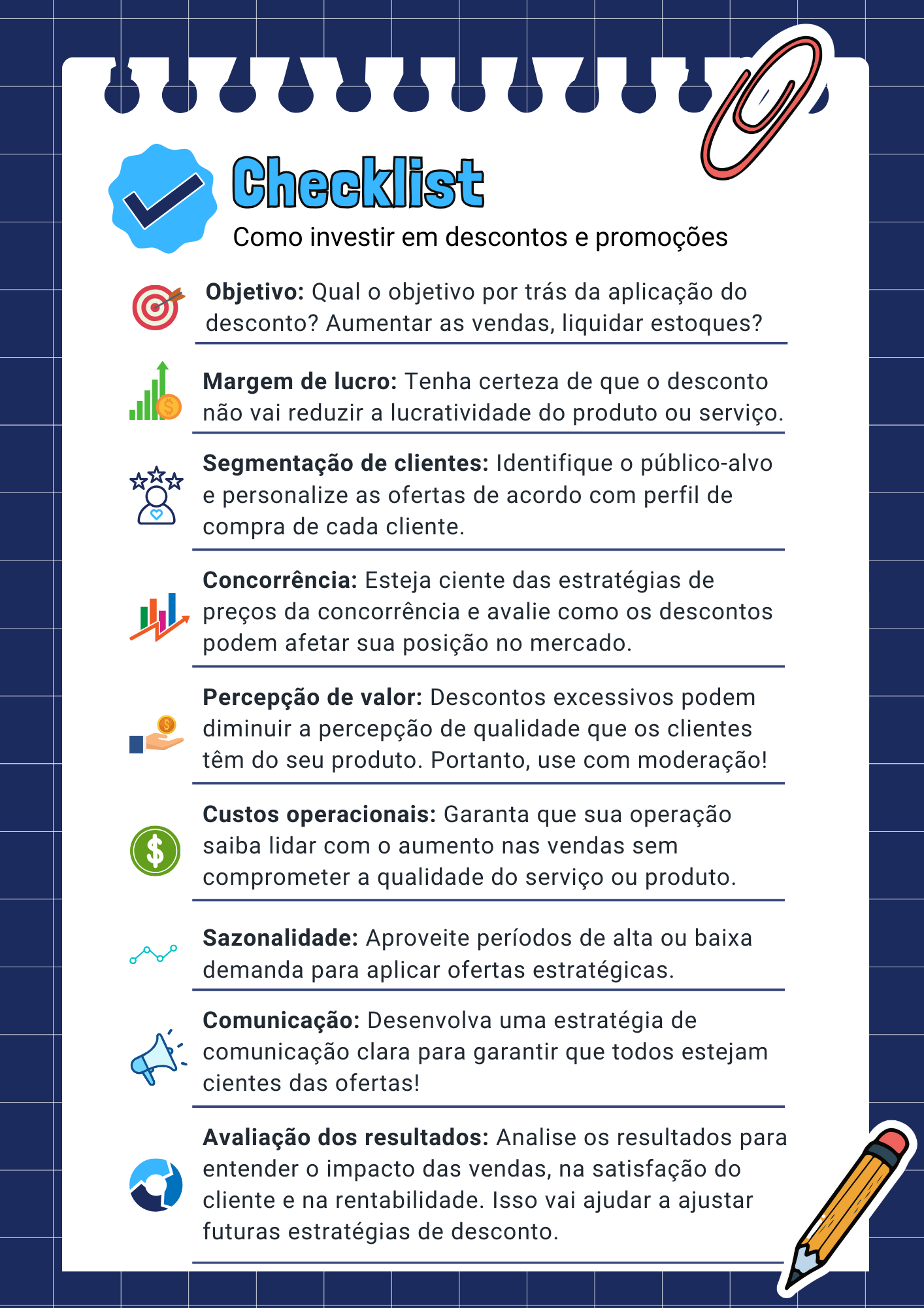 checklist como investir em descontos e promoções